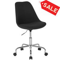 Flash Furniture CH-152783-BK-GG Aurora Series Mid-Back Black Fabric Task Chair with Pneumatic Lift and Chrome Base 